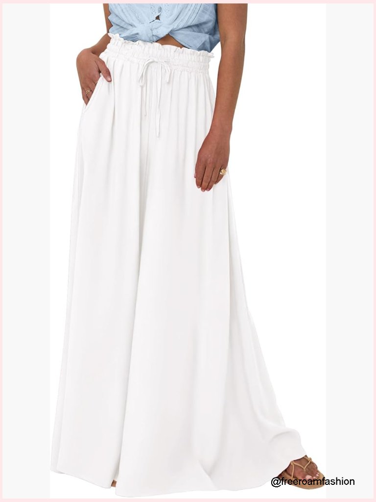 High Waisted Wide Leg Flowy Palazzo Pants